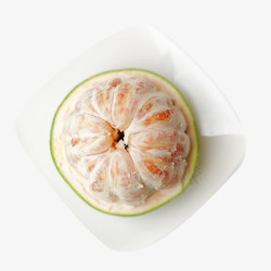 绿皮青柚盘子里的水果蜜柚高清图片