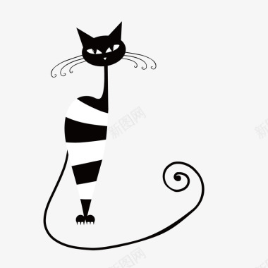 手绘黑色的猫咪图标图标