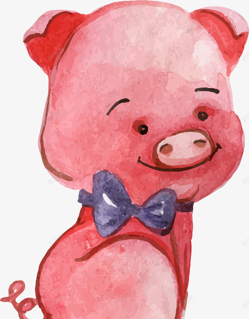手绘可爱红色小猪png免抠素材_88icon https://88icon.com 可爱小猪 开心 手绘小猪 水彩小猪 红色小猪 绘画
