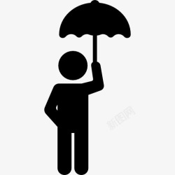 下雨的工具男人张开的伞图标高清图片