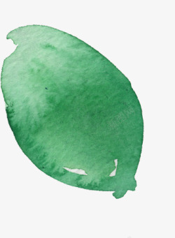手绘水印绿叶艺术插画素材