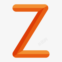 卡通橘色立体字母Z素材