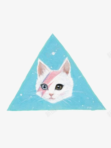 猫咪头像png免抠素材_88icon https://88icon.com 三角形猫咪 卡通猫咪 手绘猫咪 白色猫咪 蓝色几何图形