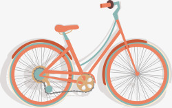 粉橘色单车矢量图素材