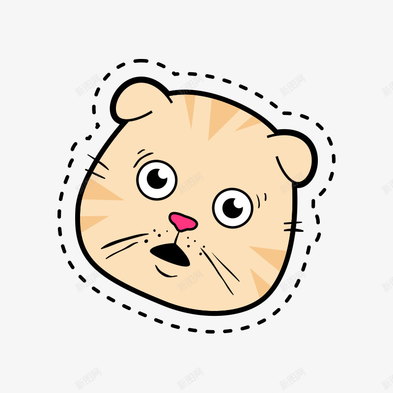 卡通猫咪头png免抠素材_88icon https://88icon.com PNG素材 卡通 猫咪 虚线