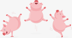 三只粉红色的小猪矢量图素材