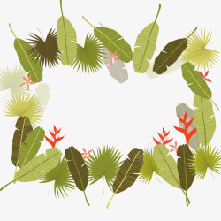 热带植物叶子边框矢量图素材