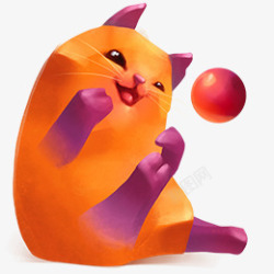 手绘猫咪玩皮球素材