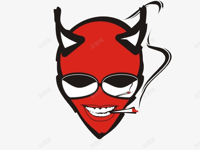 创意禁烟png免抠素材_88icon https://88icon.com 不抽烟 卡通戴眼镜露笑着抽烟的人