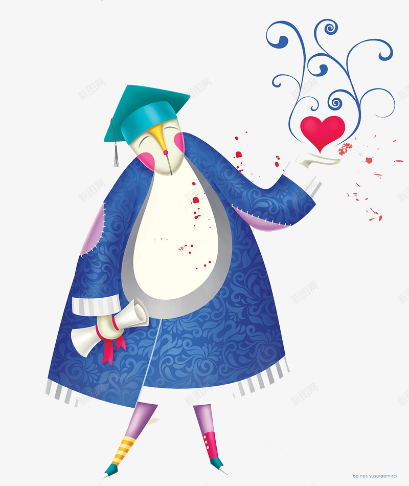 卡通手绘戴学士帽的人png免抠素材_88icon https://88icon.com 创意手绘图 卡通人物图 卡通手绘 戴学士帽的人