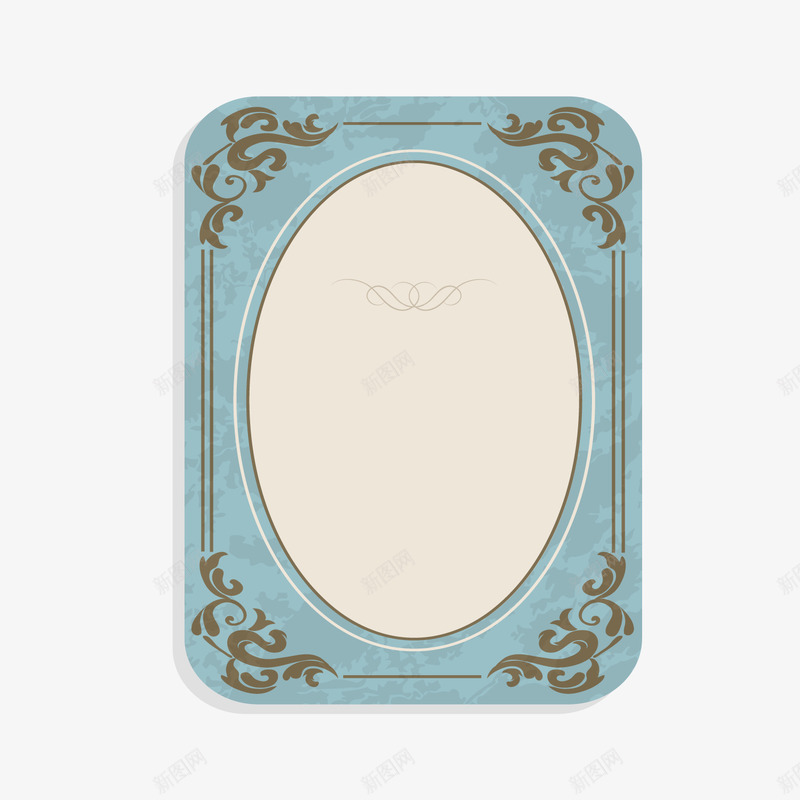 蓝色花纹复古边框png免抠素材_88icon https://88icon.com 卡通标签 复古边框 文案背景 活动 蓝色