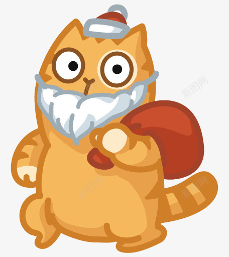 卡通猫咪装扮圣诞猫png免抠素材_88icon https://88icon.com 卡通 帽子 猫咪 胡子 黄色