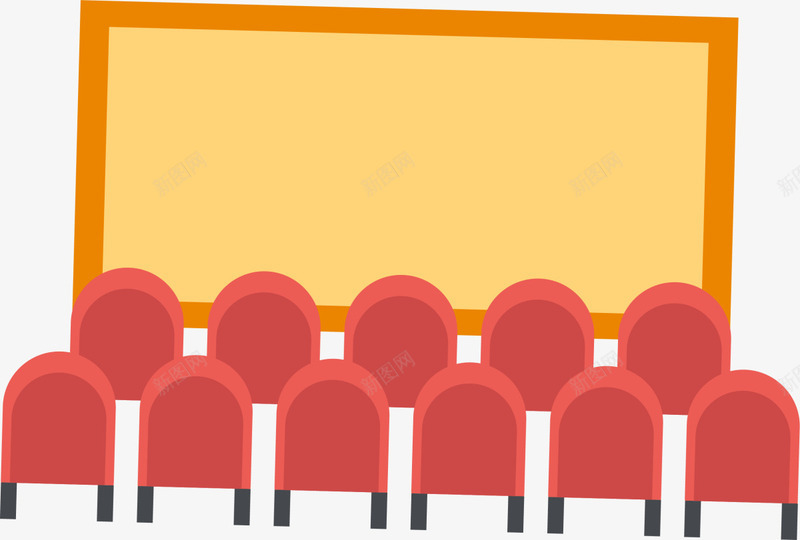 黄色卡通电影院放映厅png免抠素材_88icon https://88icon.com 卡通放映机 影视 影音 扁平放映厅 播放 电影 电影院 观影厅