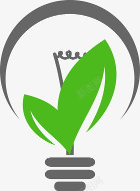 节能环保创意绿色节能灯泡图标图标