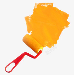 刷橘黄色漆的橘黄色的刷子素材