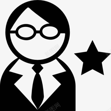 用户戴眼镜的领带和明星图标图标