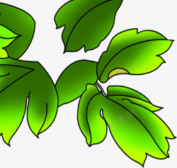 绿色卡通清爽树叶春天素材