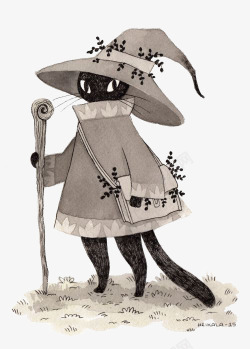 巫师插画猫咪高清图片