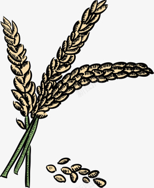 青稞卡通绿色植物麦穗图图标图标