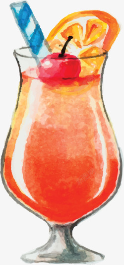 水彩橘色美味橙汁矢量图素材