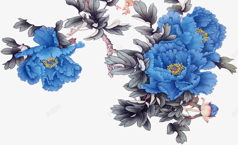 创意合成水彩手绘蓝色的花朵造型png免抠素材_88icon https://88icon.com 创意 合成 水彩 花朵 蓝色 造型