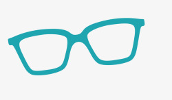 蓝色卡通眼镜框素材