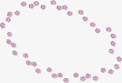 卡通粉色一圈猫爪印素材
