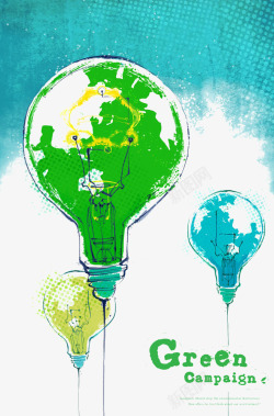 蓝色电灯泡创意环保插画高清图片