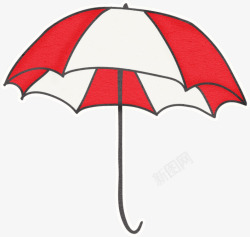 手绘红白相间雨伞素材