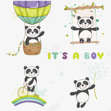 熊猫卡通动物熊猫图标图标