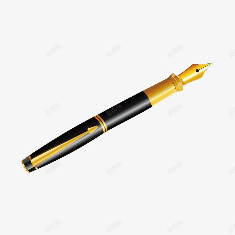 钢笔图案矢量图eps免抠素材_88icon https://88icon.com 手绘 金色 钢笔 黑色 矢量图