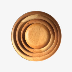 一摞实木碗盘素材