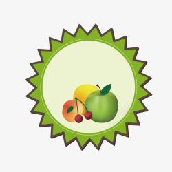 绿色圆形水果标签素材