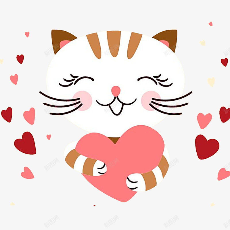 爱心猫咪png免抠素材_88icon https://88icon.com 卡通 可爱 手绘 猫咪 红心