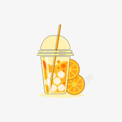 黄色的橘子汁矢量图素材