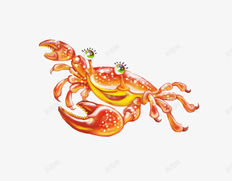 橘色螃蟹png免抠素材_88icon https://88icon.com 手绘 橘色 螃蟹 蟹钳