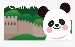中国北京长城大熊猫素材