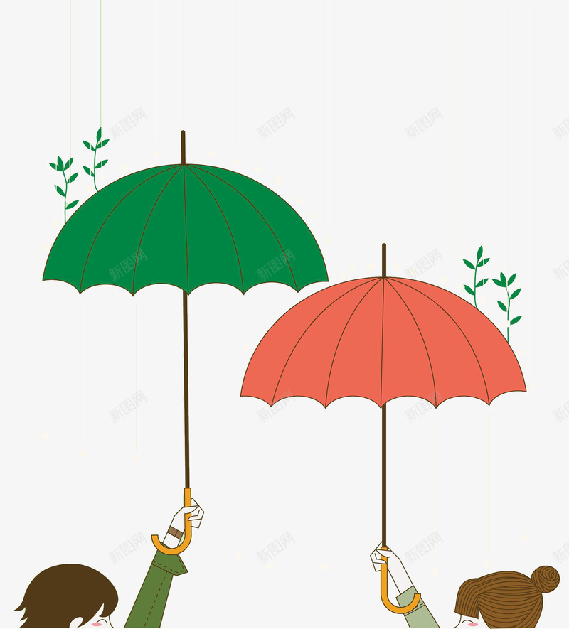 手绘装饰插图可爱雨伞png免抠素材_88icon https://88icon.com 可爱 手绘 撑伞的手 红色 绿色 装饰插图 雨伞
