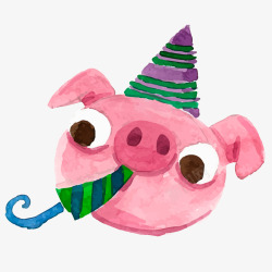 卡通过生日的小猪动物矢量图素材