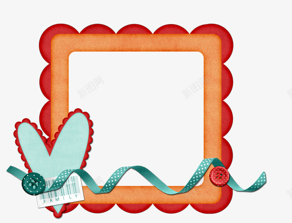 布艺心型花边边框png免抠素材_88icon https://88icon.com 丝带 布艺 心型 纽扣 花边 边框