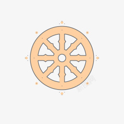 车轱辘极简线条橘色车轮高清图片