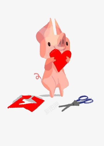 抱着爱心的小猪png免抠素材_88icon https://88icon.com 动物 卡通 可爱 小猪 手绘 拟人 插画