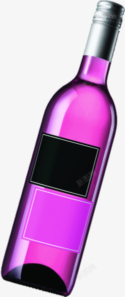 紫色创意手绘红酒酒瓶素材