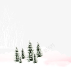 冬日雪地场景透明图素材