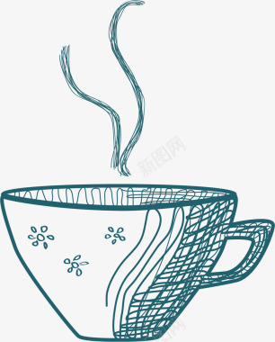 茶瓷杯花茶矢量图图标图标