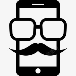 表情类素材电话与眼镜和胡子图标高清图片