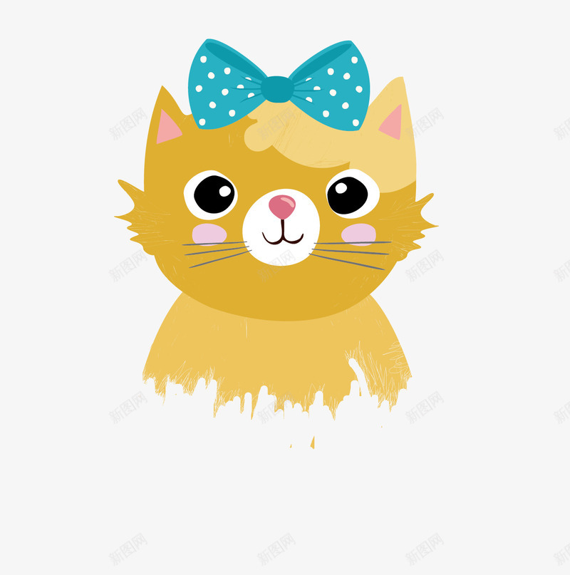 卡通手绘带蝴蝶结的猫咪矢量图ai免抠素材_88icon https://88icon.com 卡通 手绘 猫咪 蝴蝶结 矢量图