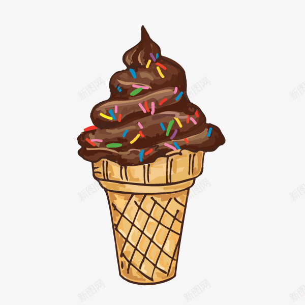 卡通巧克力冰淇淋png免抠素材_88icon https://88icon.com 创意 卡通手绘 奶油 巧克力冰淇淋 甜品 食物