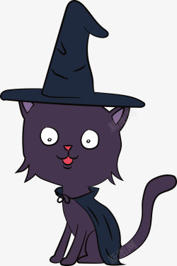 打扮成巫婆的黑猫素材