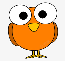 橘色的卡通大眼睛鸟素材